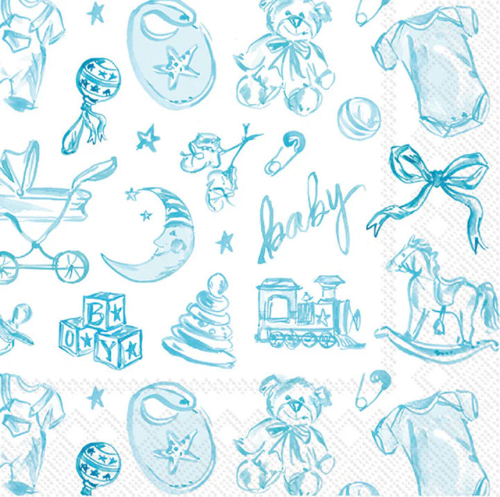 Baby Toile Blue Cocktail Napkins