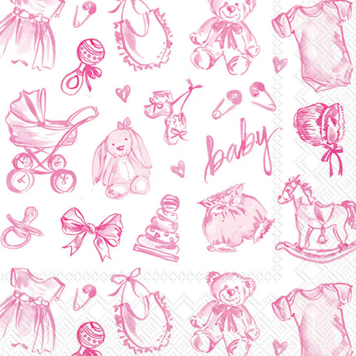 Baby Toile Pink Cocktail Napkins