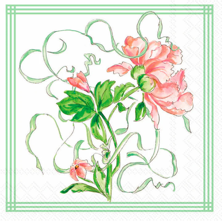 Coral Garden Party Cocktail Napkins