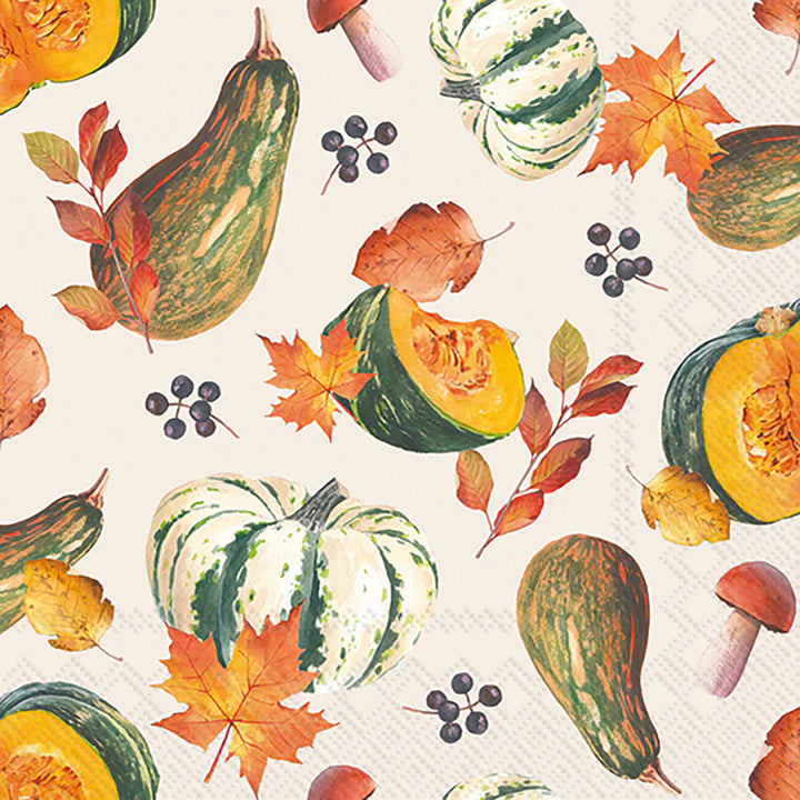 Fall Harvest Cream Cocktail Napkins