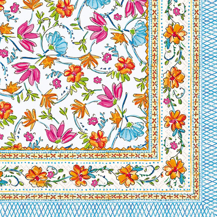 Floral Block Print Cocktail Napkins