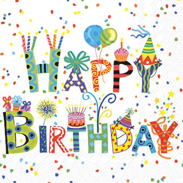 Happy Birthday Cocktail Napkins | Colorful Party Napkins - Spoiled Rotten