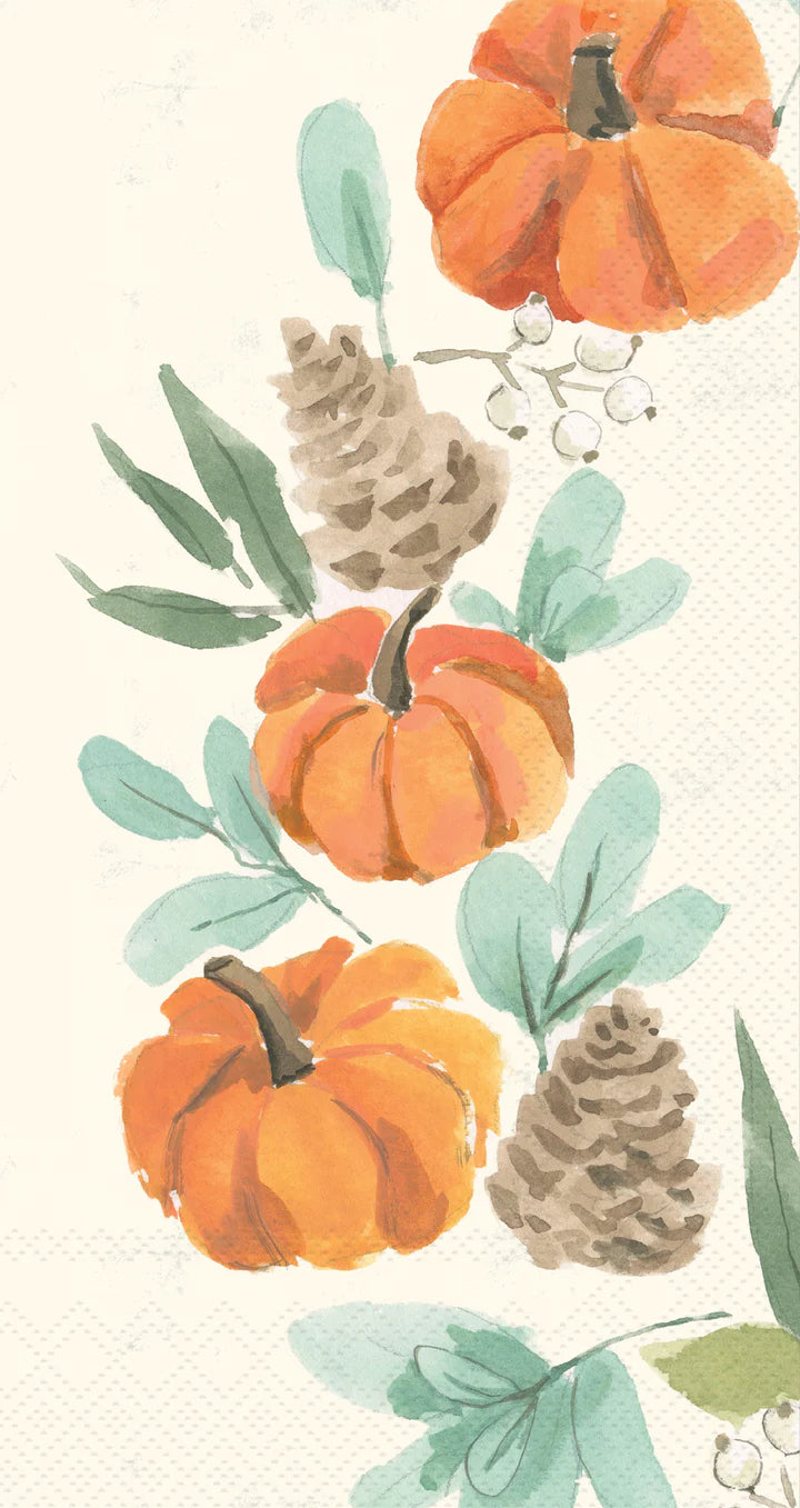 Harvest Pumpkin Wreath Guest Towels