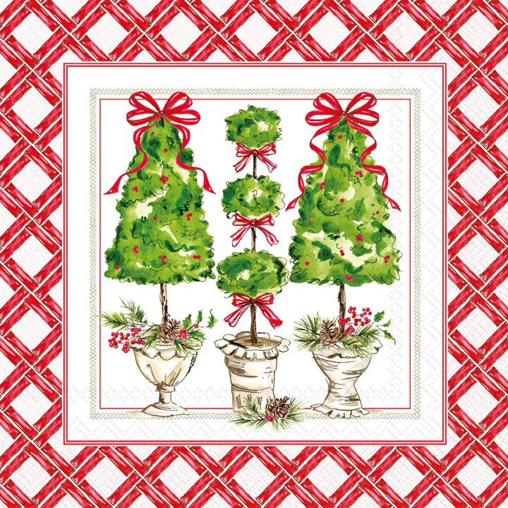 Holly Topiary Tree Cocktail Napkins