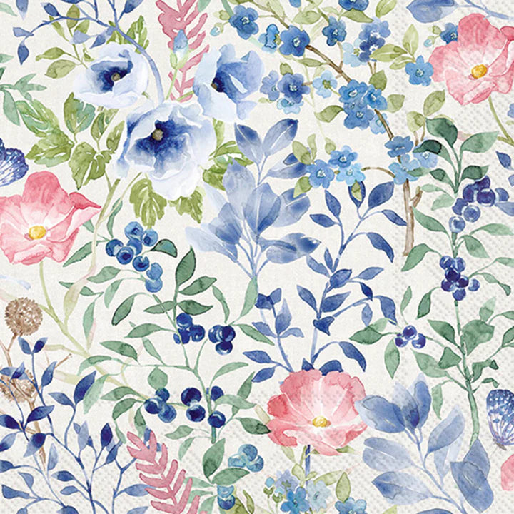 Indigo Flowers Cocktail Napkins