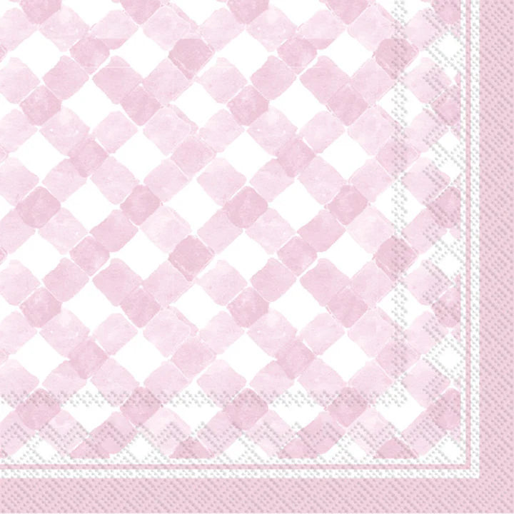 Light Rose Gingham Cocktail Napkins