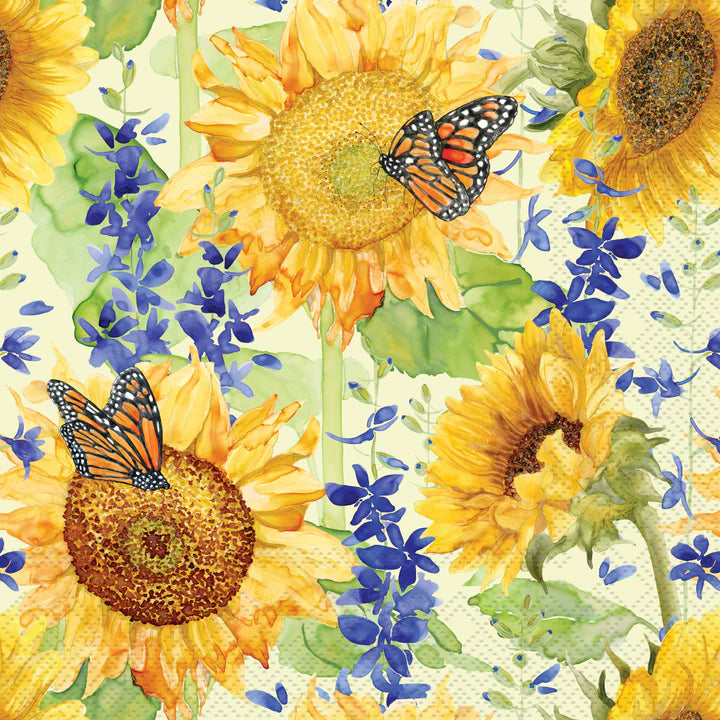 Sunflower & Larkspur Cocktail Napkins