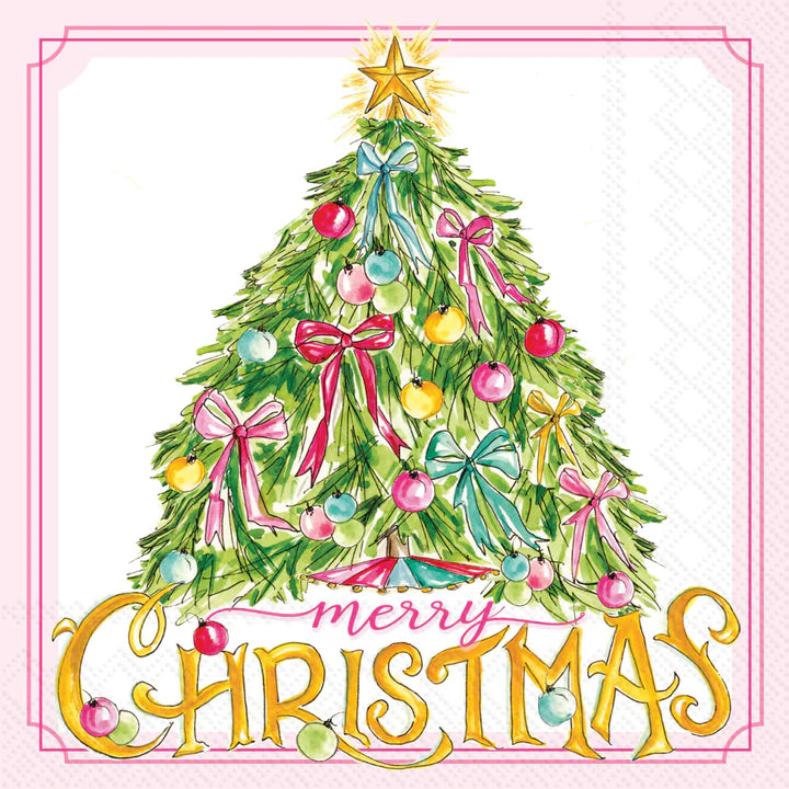 Vintage Ornaments And Tree Cocktail Napkins