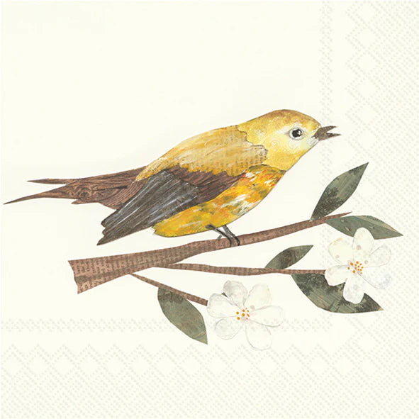 Yellow Bird and Blossoms Luncheon Napkins