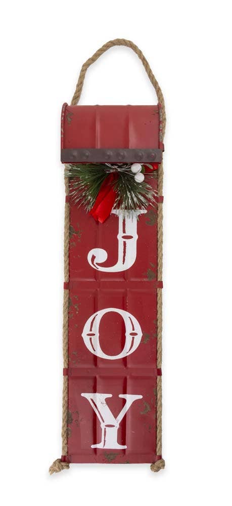 Joy Sled Metal Wall Sign