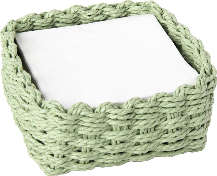 Light Green Paper Weave Cocktail Napkin Caddy