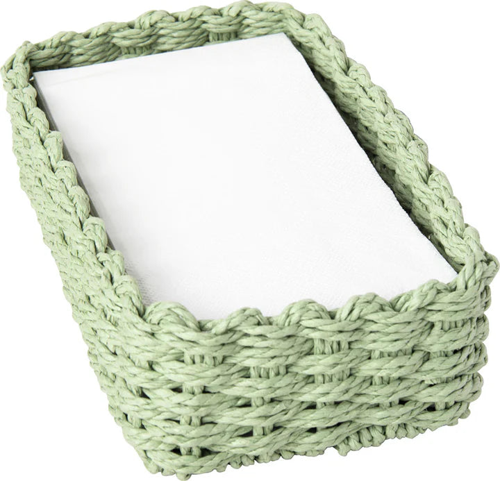 Light Green Paper Weave Guest Towel Napkin Caddy