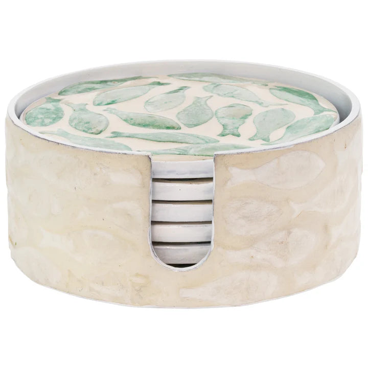 Mother Of Pearl Swirling Fish Coasters (Set of 6)
