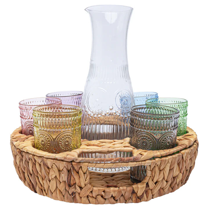 Multi Color Codi Glass Serving Set with Carafe and Holder