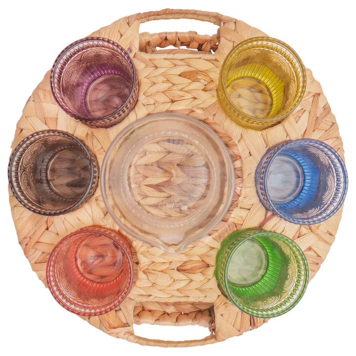 Multi Color Codi Glass Serving Set with Carafe and Holder