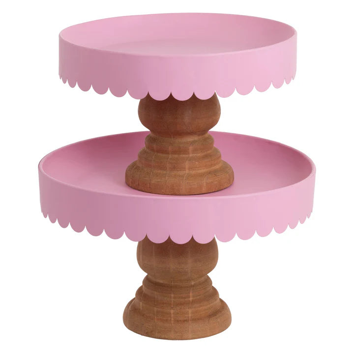 Pink Scallop Decor Stands Set of 2
