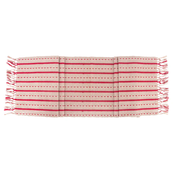 Red And Cream Saddle Stitch Table Runner