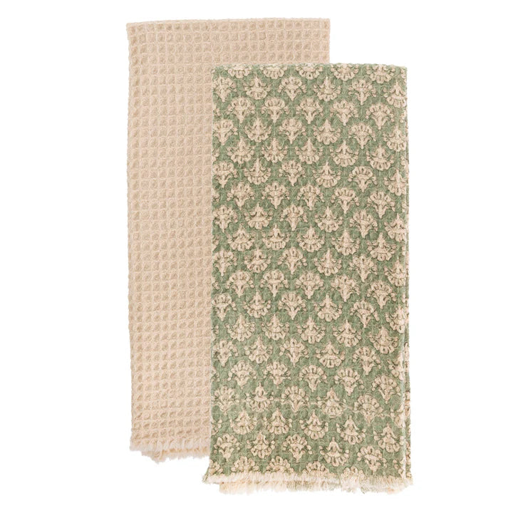 Sage Green Damask Tea Towels