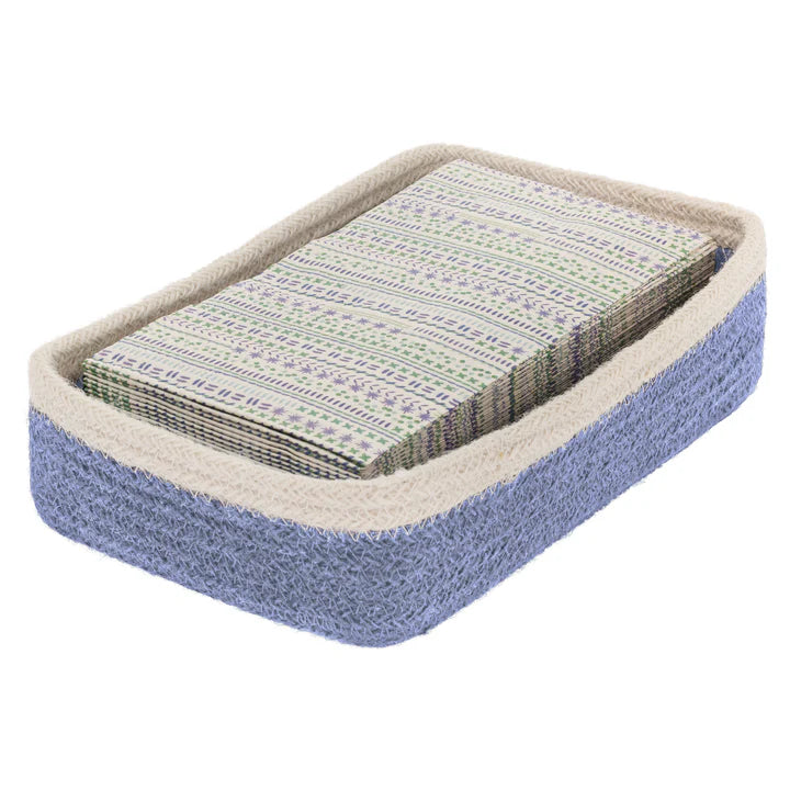 Sky Blue & White Jute Guest Towel Napkin Holder