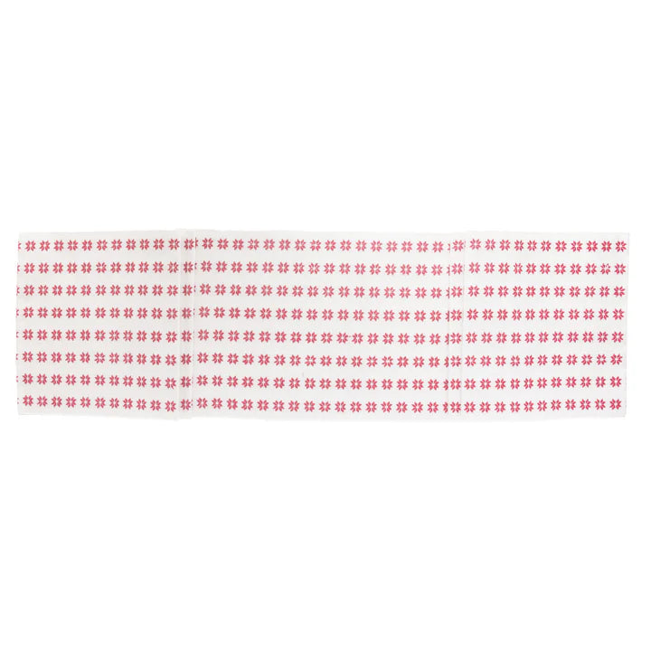 Snowflake Red And White Table Runner