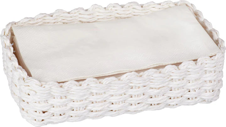 White Paper Weave Guest Towel Napkin Caddy