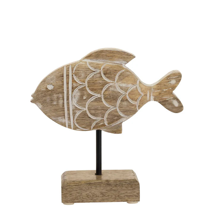 Wood Fish on Stand Small