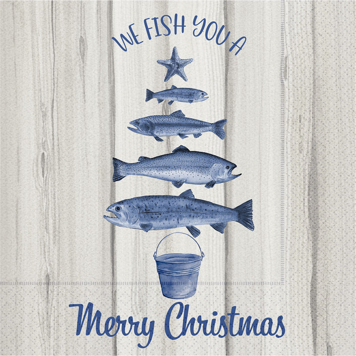 Fish Christmas Tree Cocktail Napkins