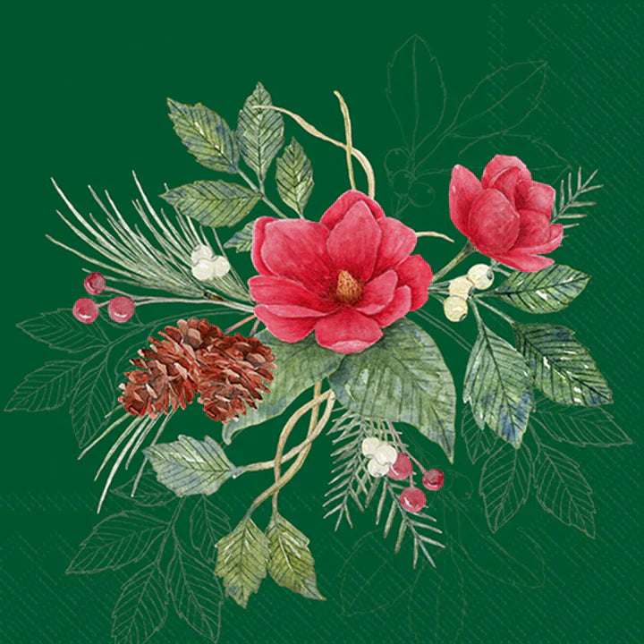 Boston International IHR Christmas Flowers Cocktail Napkins C1059820