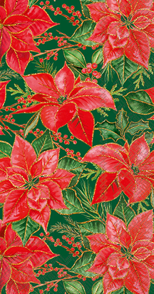 Boston International IHR Christmas Poinsettia Guest Towels BF1060020