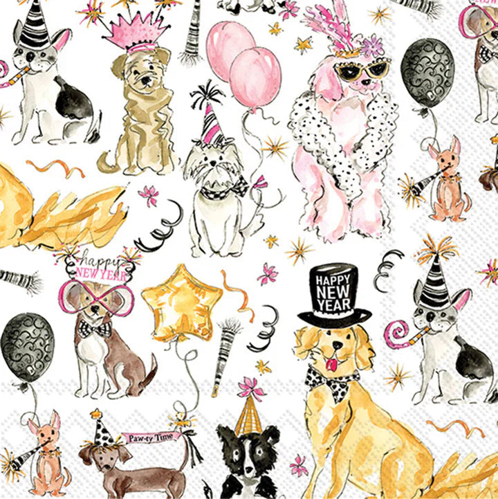 Boston International IHR New Years Dogs Cocktail Napkins C060000