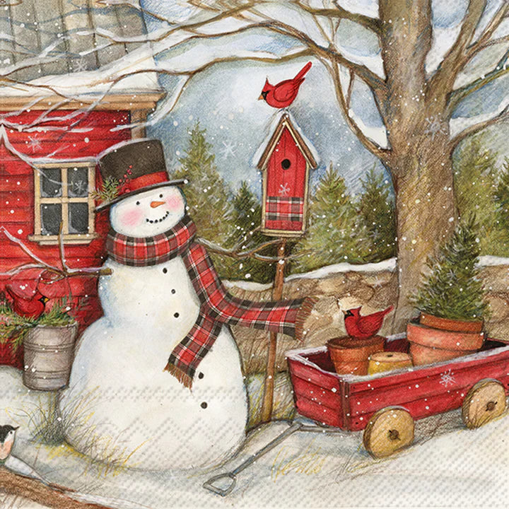 Boston International IHR Snowman Barn Cocktail Napkins C017400