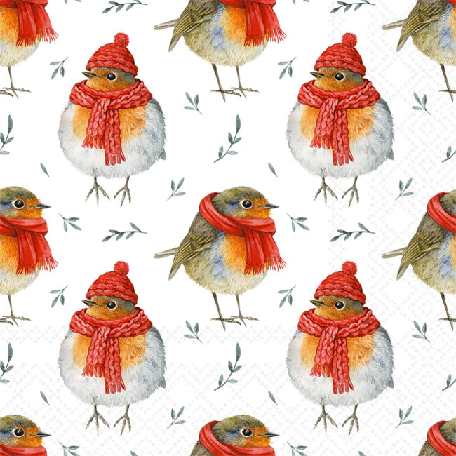 Robin In Winter Cocktail Napkins