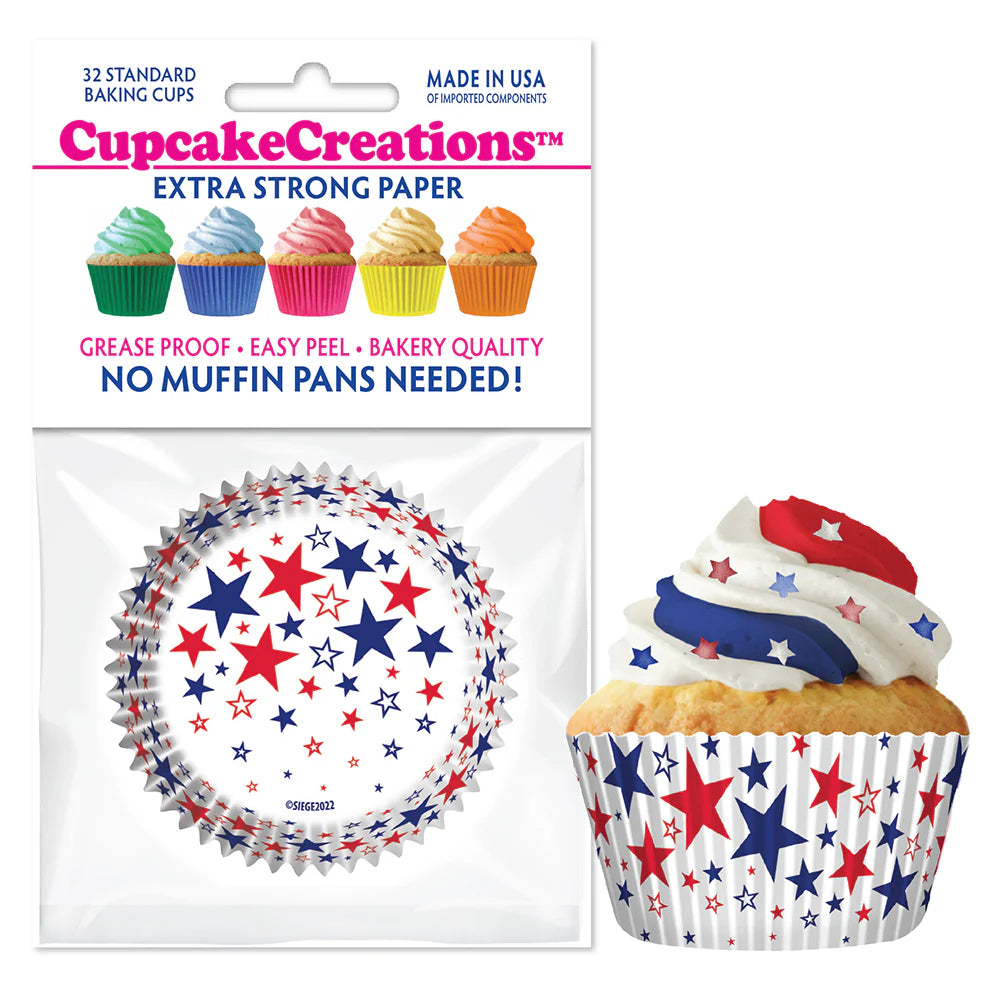 Cupcake Creations Red, White, & Blue Stars Baking Cups