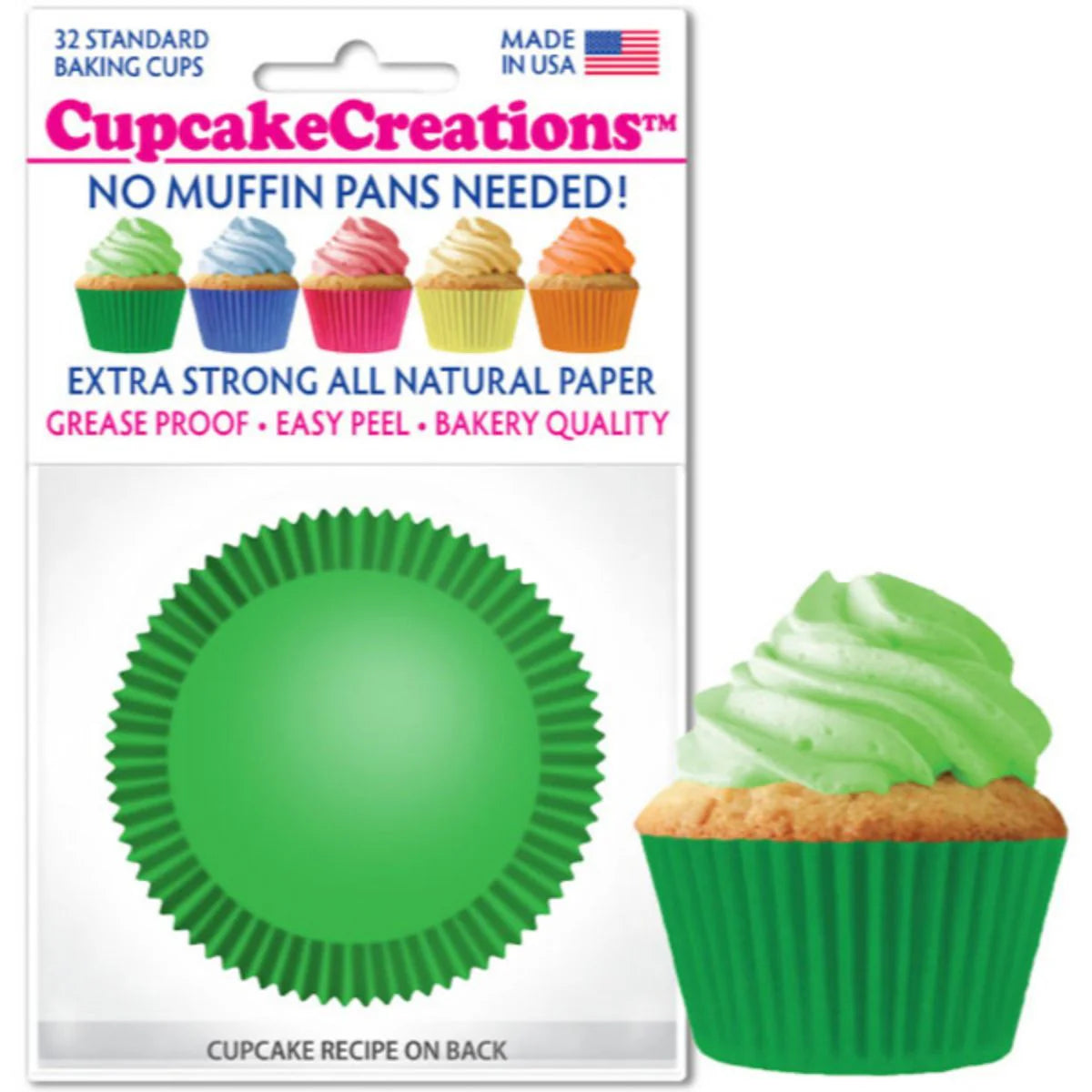 Cupcake Creations Green Baking Cups