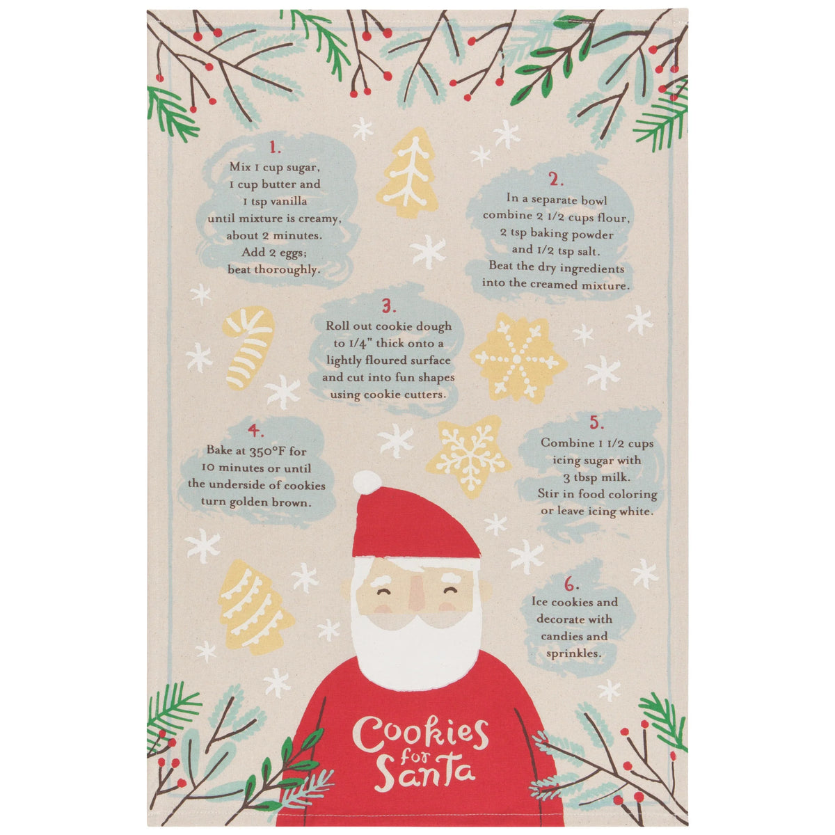 Cookies With Santa Tea Towel