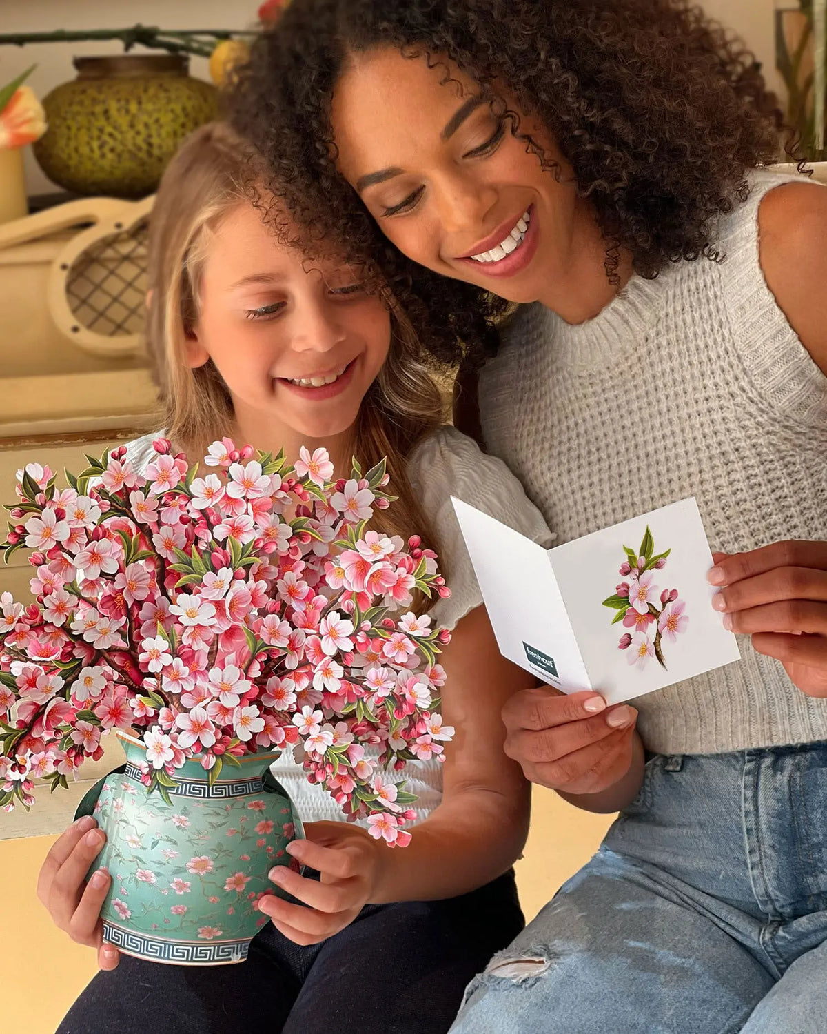 Japanese Cherry Blossoms Flower Bouquet Pop-Up Card