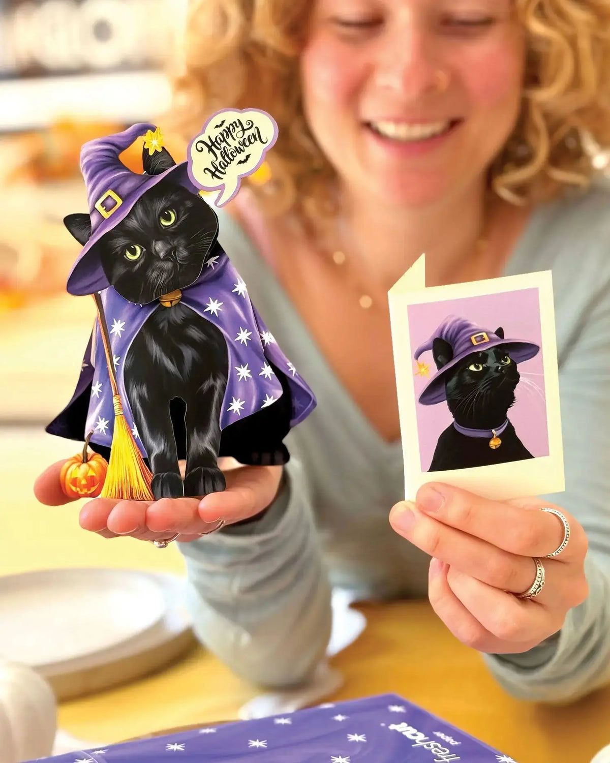 Mini Halloween Cat Pop-Up Greeting Card