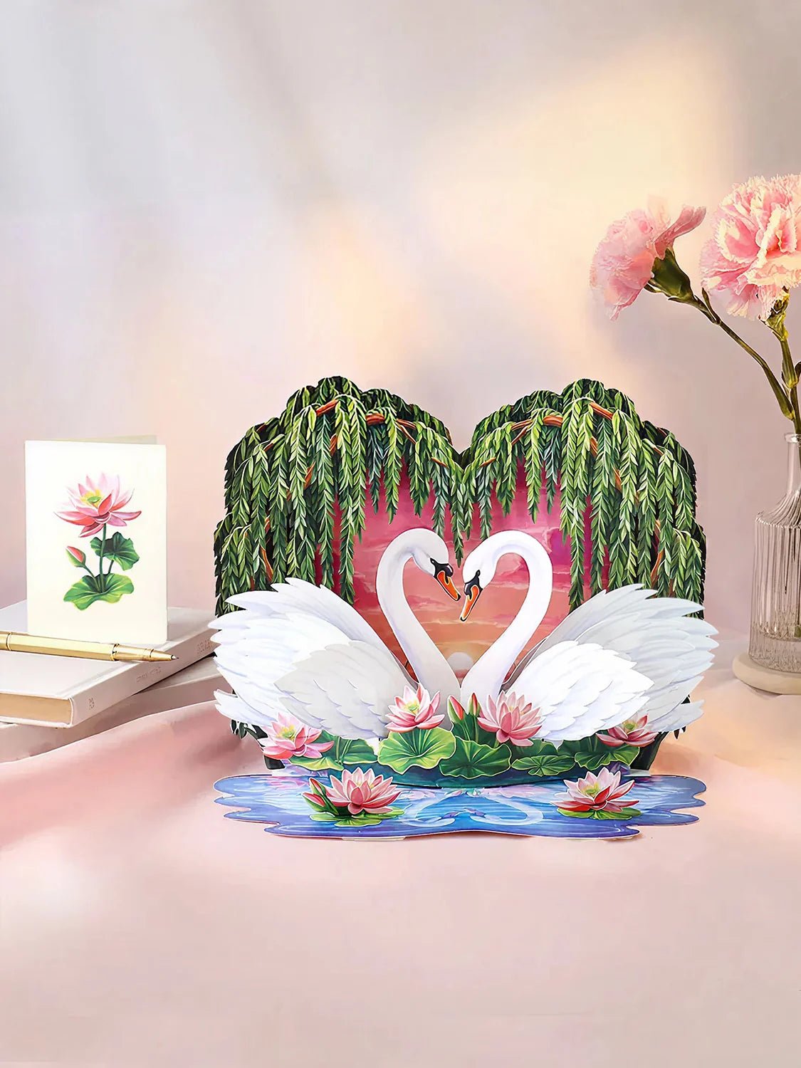 Sweetheart Swans Pop-Up Card