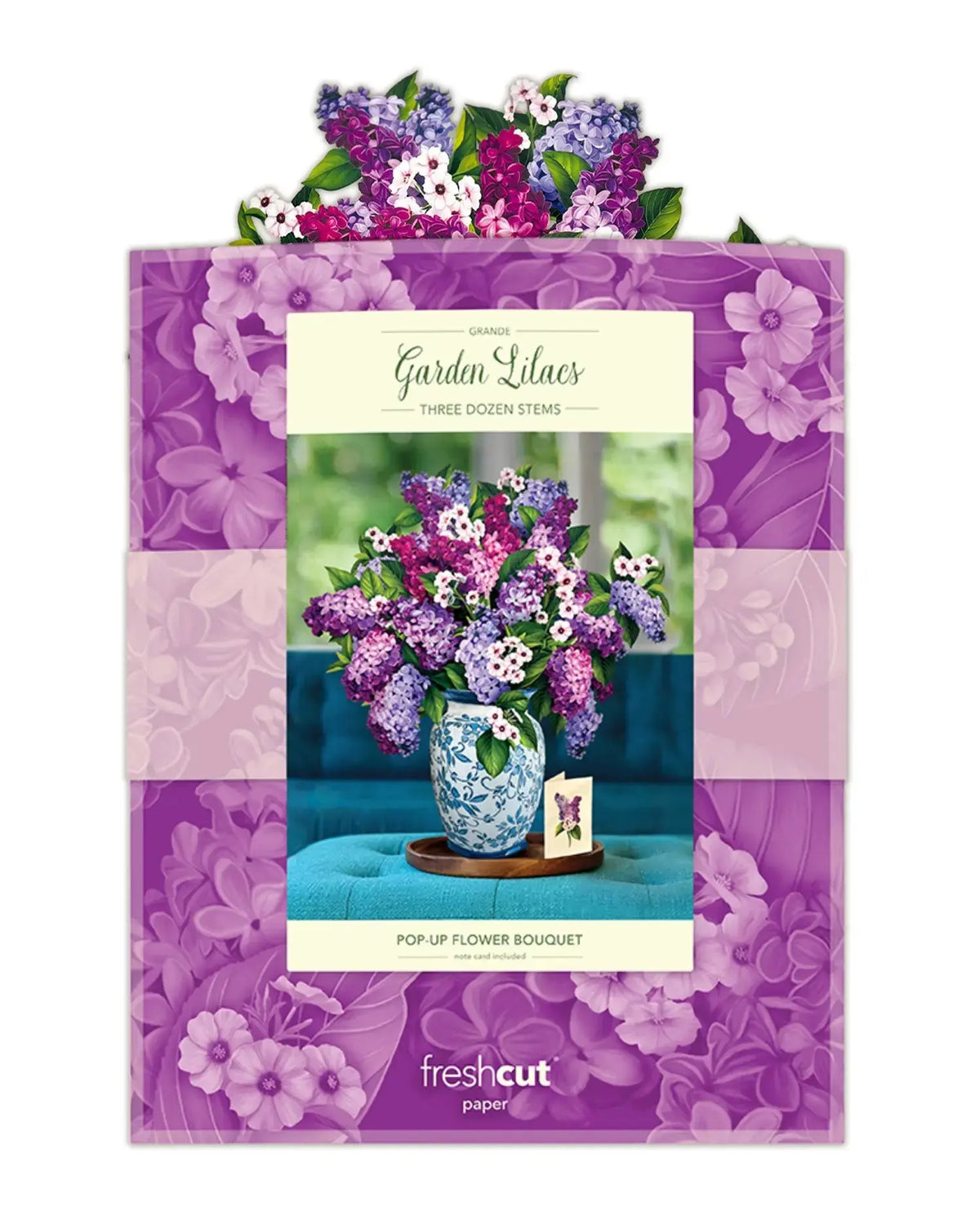 Grande Garden Lilacs Flower Bouquet Pop-Up Card