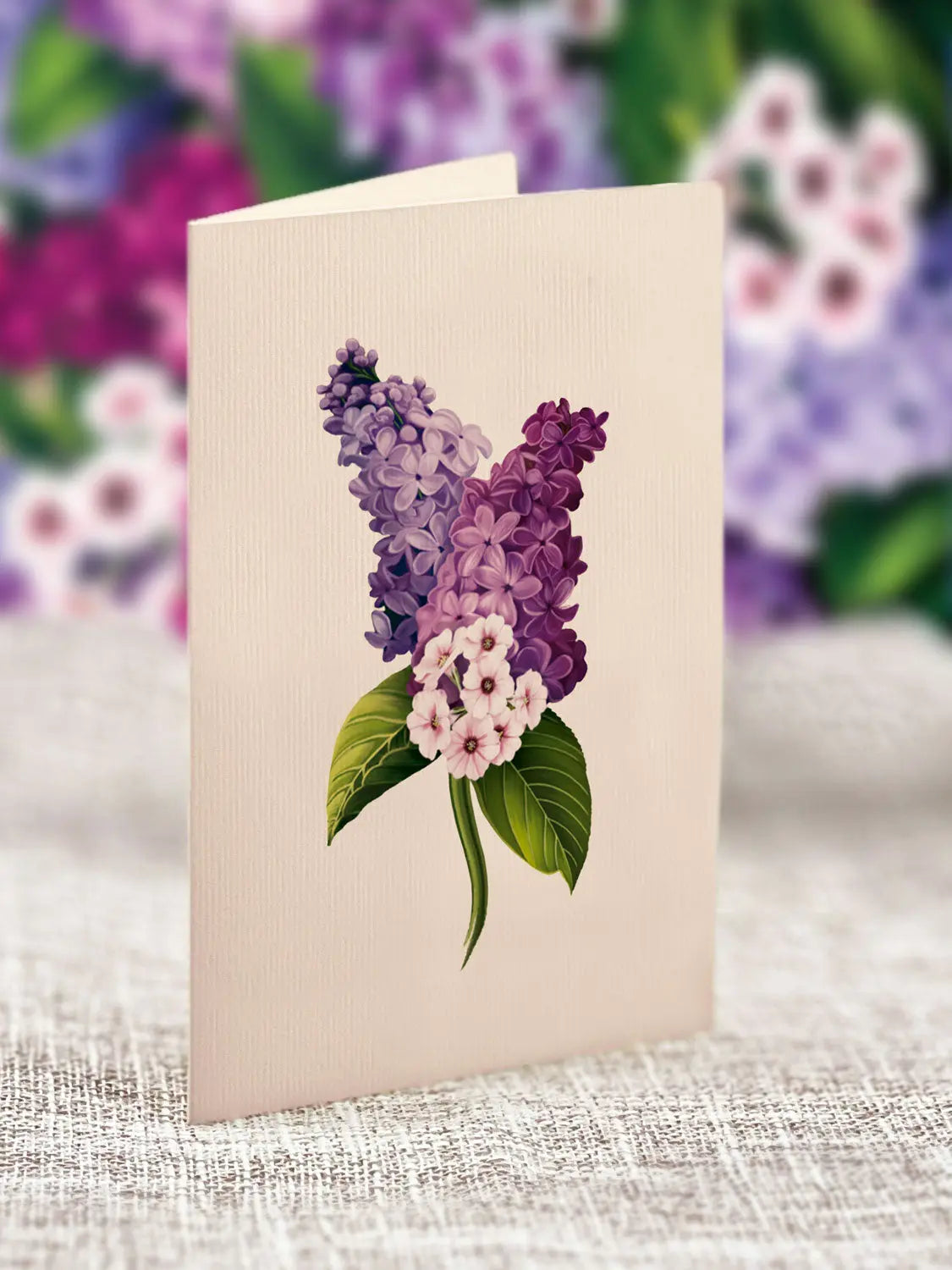 Grande Garden Lilacs Flower Bouquet Pop-Up Card