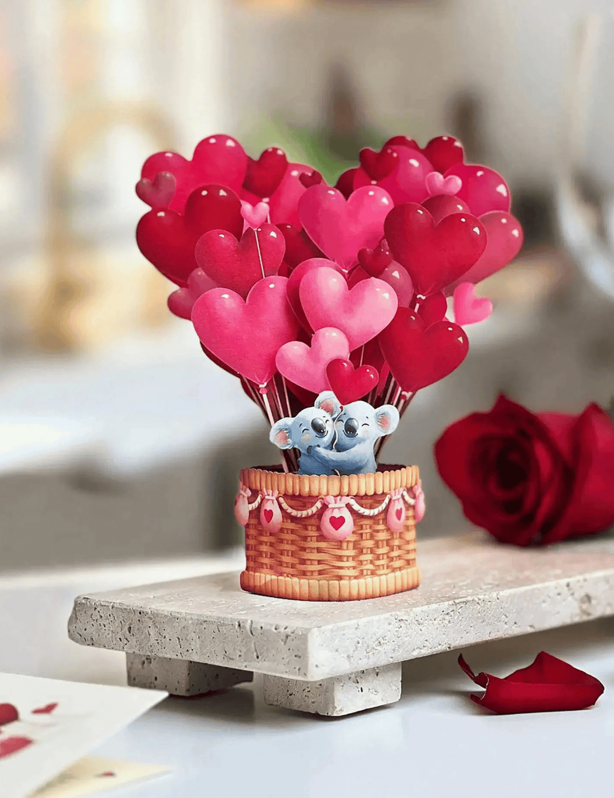 Mini Heart Balloons Pop-Up Card