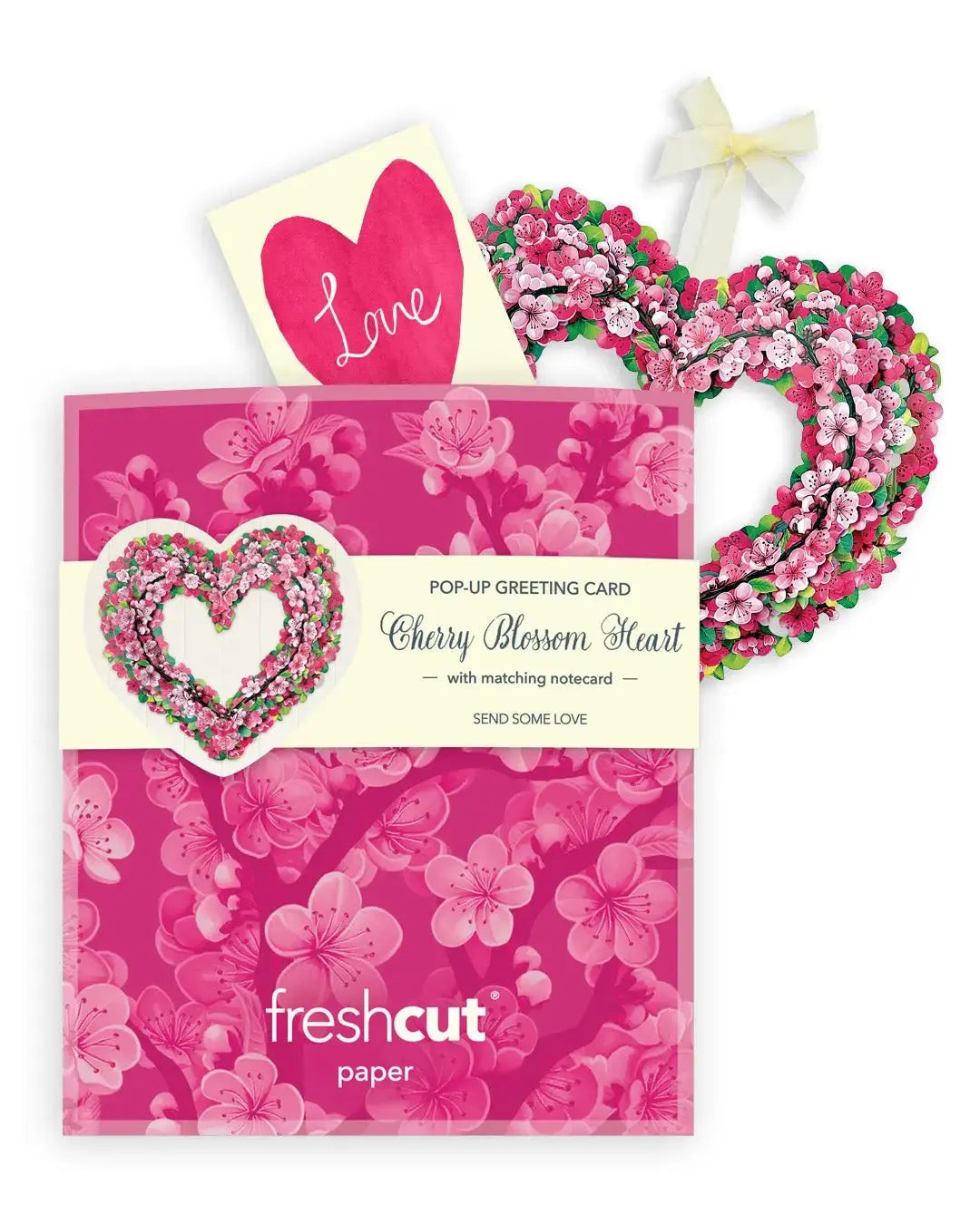 Mini Cherry Blossom Heart Wreath Pop-Up Card
