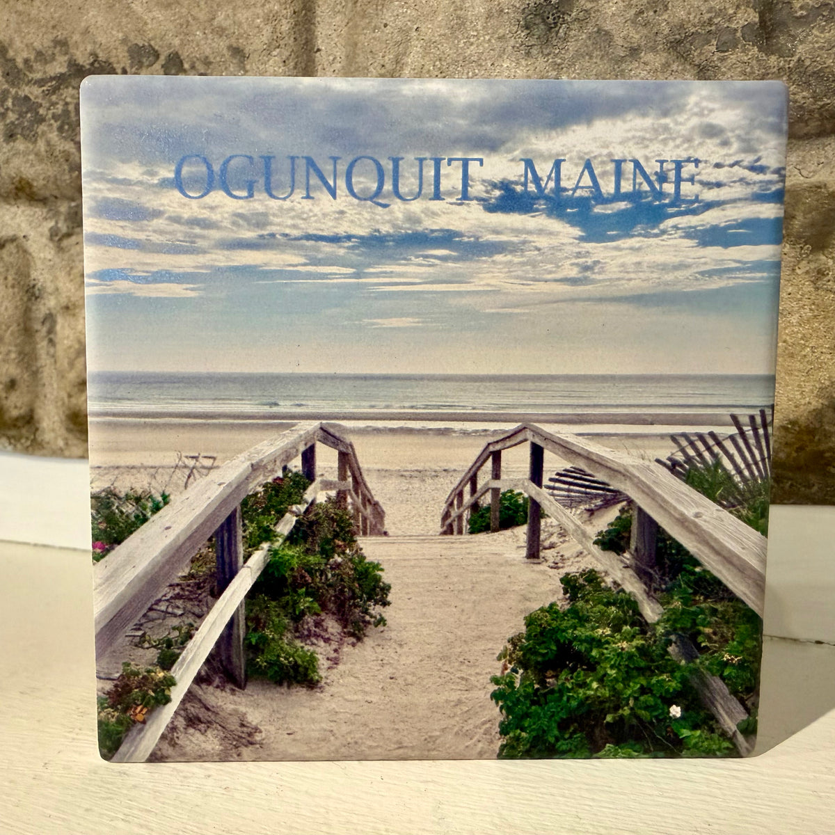 Beach Summer Footbridge Ceramic Coaster