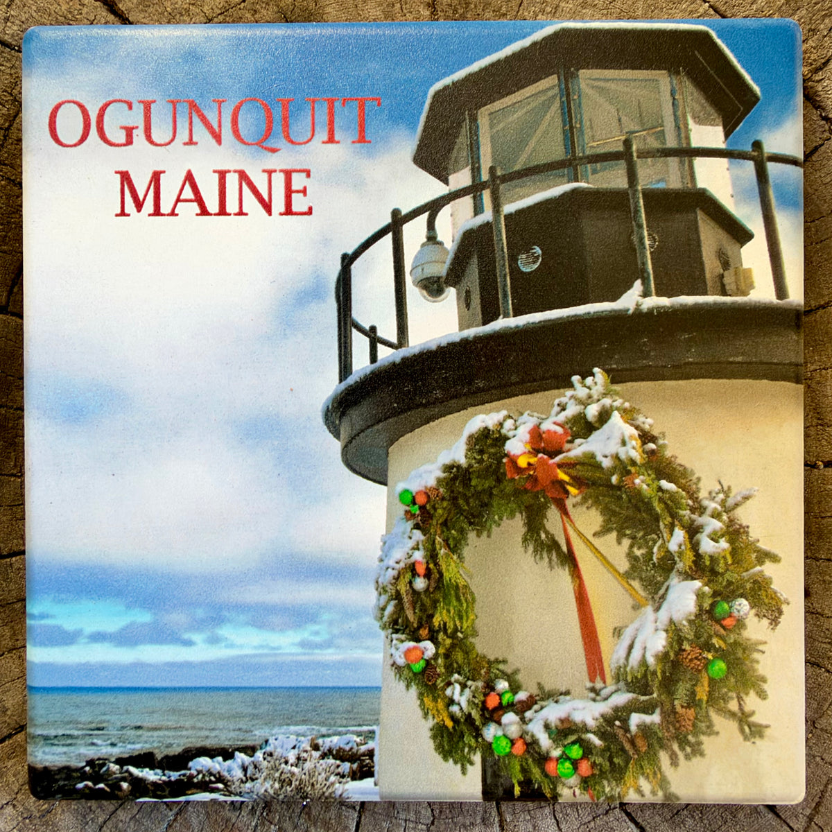 Holiday Marginal Way Lighthouse Ceramic Coaster