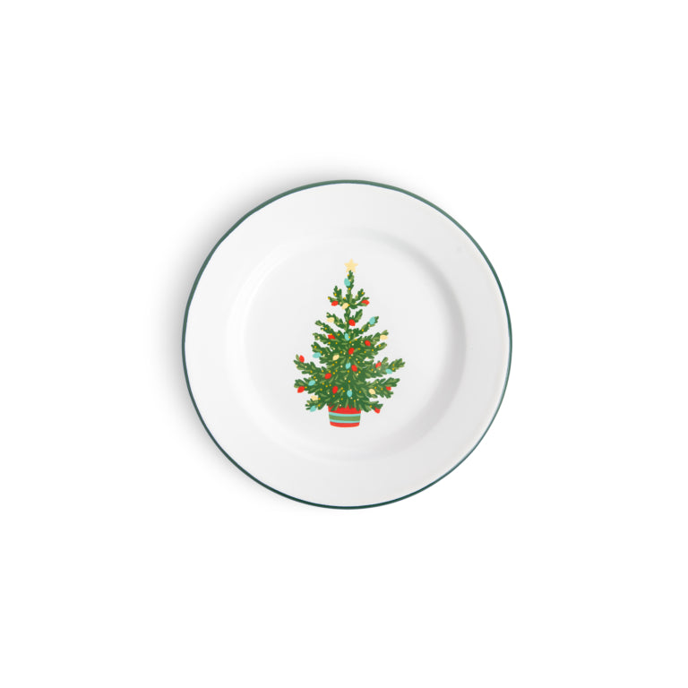 Christmas Tree Enamelware Sandwich/Dessert Plate