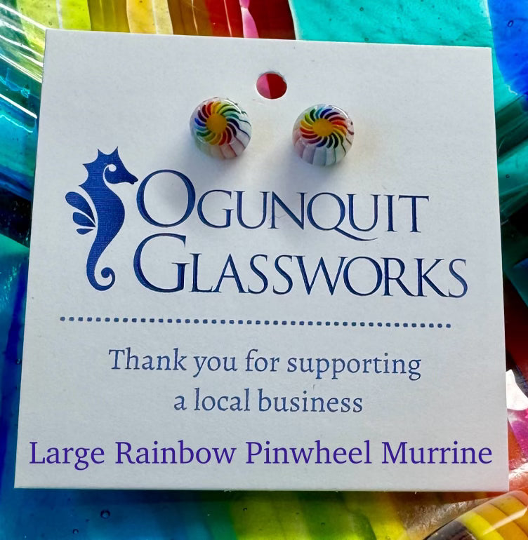 Rainbow Pinwheel Murrine Earrings