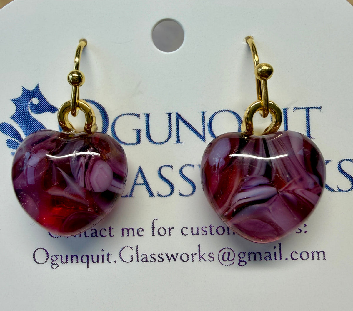 Sweetheart Swirl Glass Heart Drop Earrings