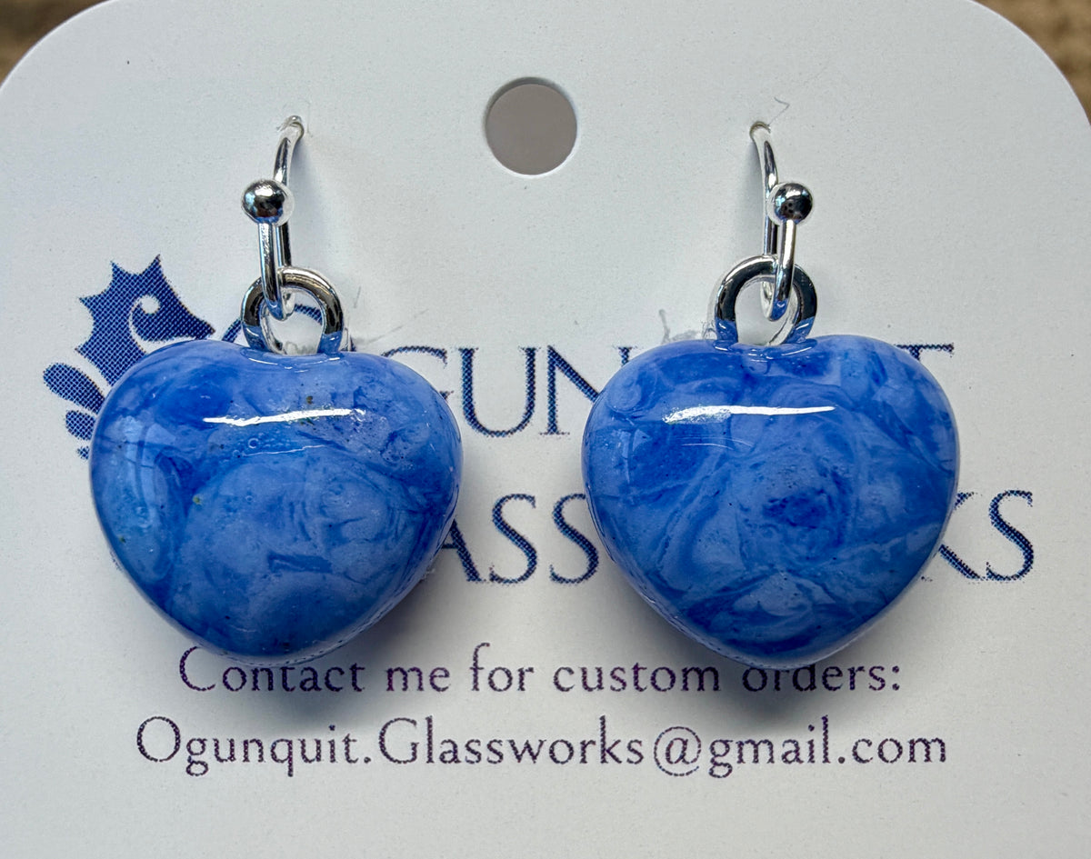 Lover's Lagoon Glass Heart Drop Earrings