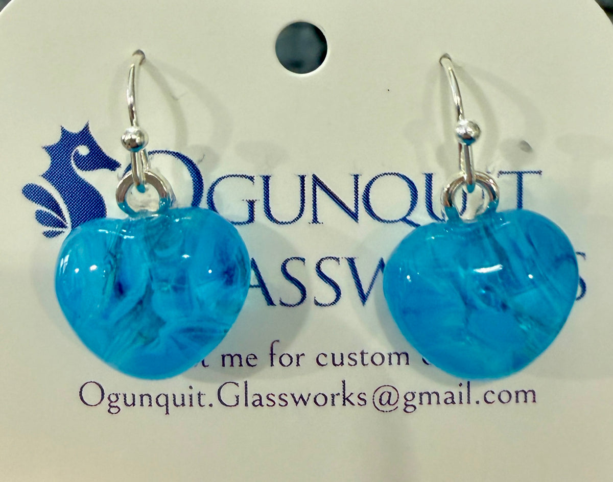 Seaglass Splash Aqua Heart Drop Earrings