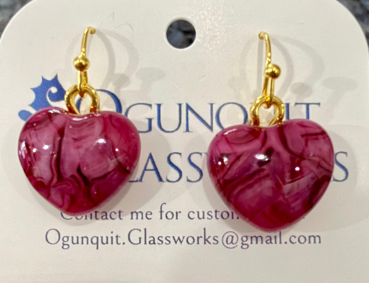 Vintage Rose Heart Drop Earrings